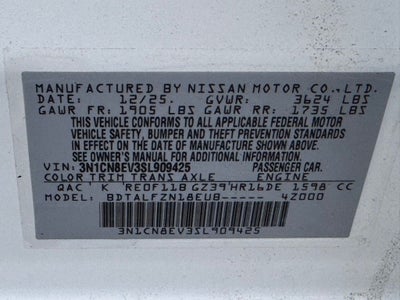 2025 Nissan Versa 1.6 SV