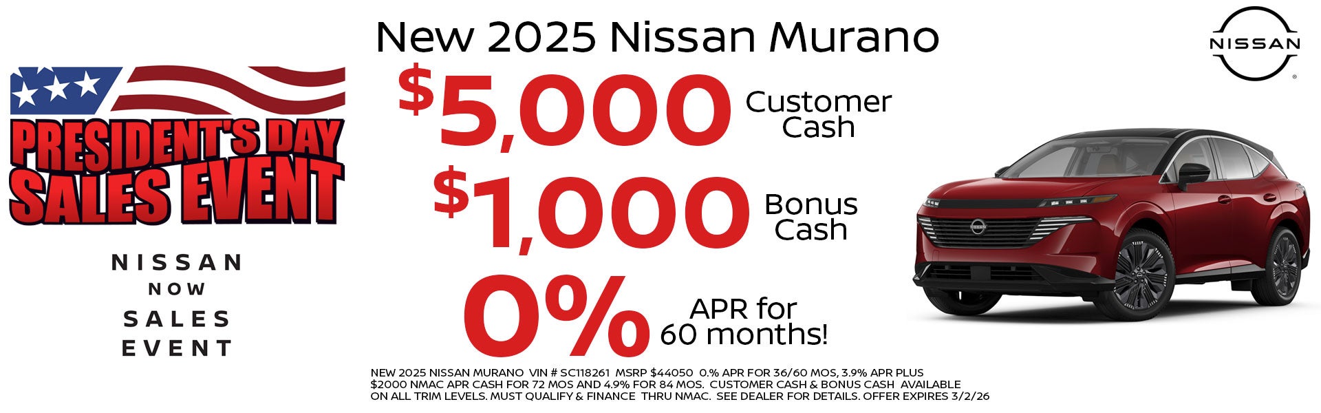 Nissan Murano on offer 